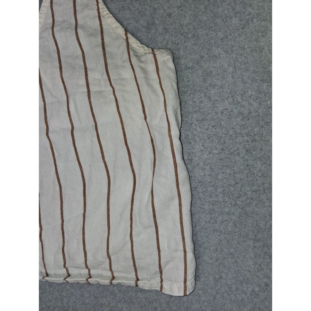 Stars Above Linen Blend Cropped Racerback Tank Top Size L Pinstripe Coastal Boho - Picture 6 of 10